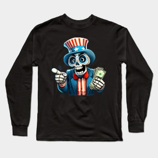 Sugar Skull Uncle Sam - 4th of July - Capitalism Long Sleeve T-Shirt